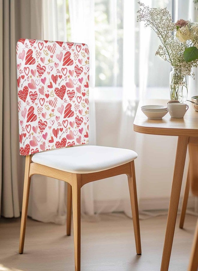 LooPoP Chair Covers Set of 4 Red Love Chair Slipcover Protector Removable Washable Stretch Chair Covers Pink Heart Chair Back Covers for Dining Chairs Kitchen Dinner Party Holiday Decor - Image 3